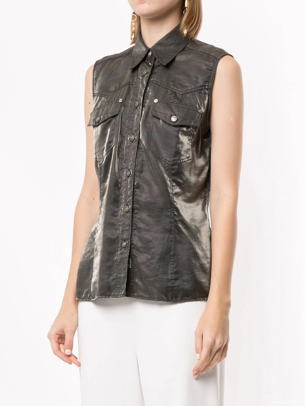 Cheap sleeveless metallic shirt Women Versace 0702